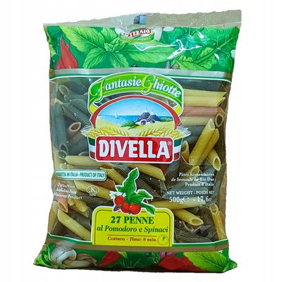 Divella Penne Nr. 27 al Pomodoro e Spinaci 500gr. Divella Penne Nr. 27 al Pomodoro e Spinaci 500gr.