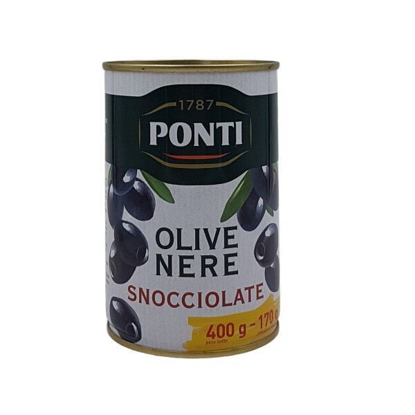 Ponti Olive Nere snocciolate 400gr. Ponti Olive Nere snocciolate 400gr.