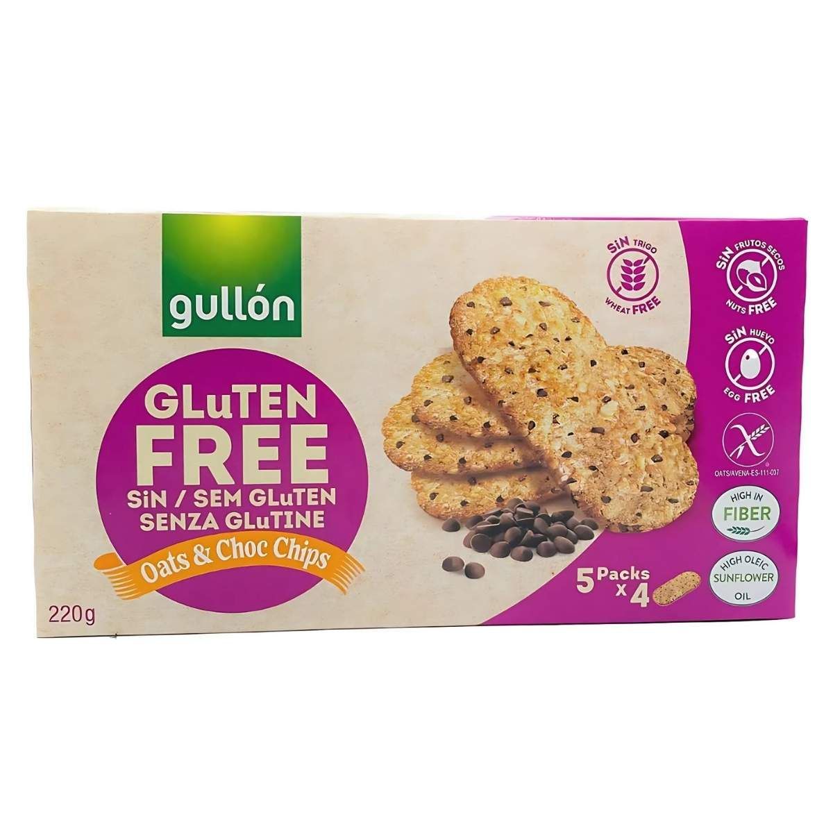 gullon Oats&Choc Chips Haferkekse mit Schokolade 220gr.  Gluten Frei