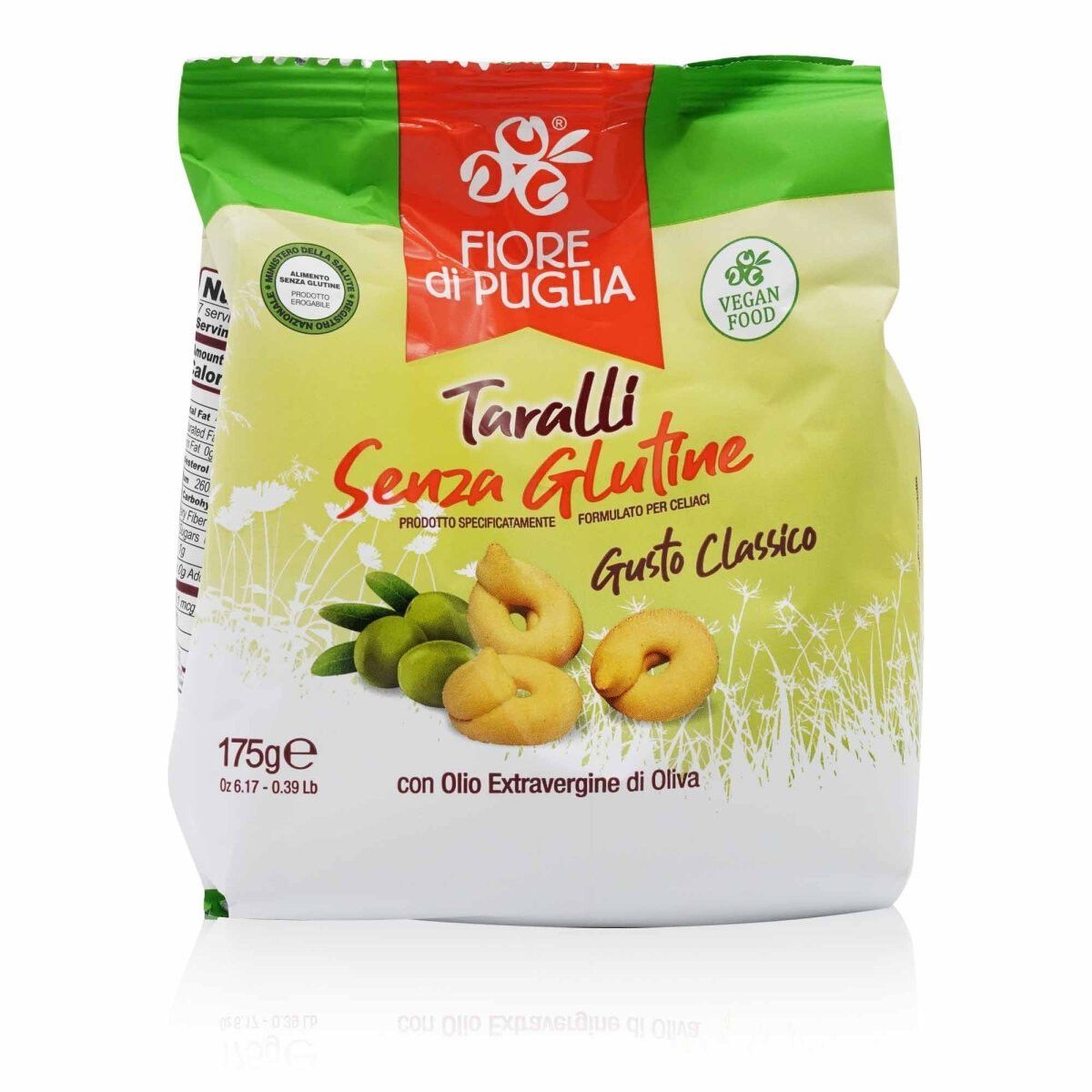 Fiore di Puglia Taralli Classico mit Olivenöl Gluten Frei 175 gr. Fiore di Puglia Taralli Classico mit Olivenöl Gluten Frei 175 gr.