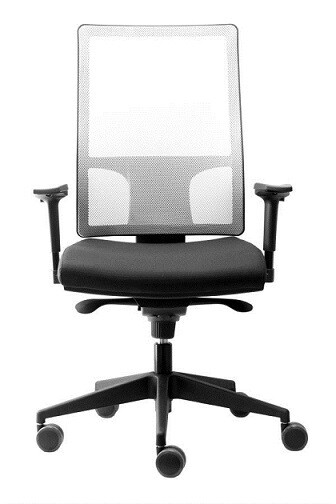 Silla Qlick de Biplax. Respaldo alto malla y asiento tapizado Radio.