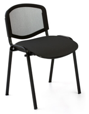 Silla Tecnic con respaldo malla Negra y asiento tapizado color Negro. Estructura metálica negra.