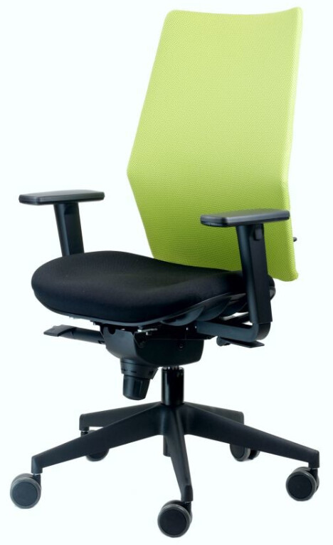 Silla Xana de Biplax. Respaldo alto malla y asiento tapizado Radio.