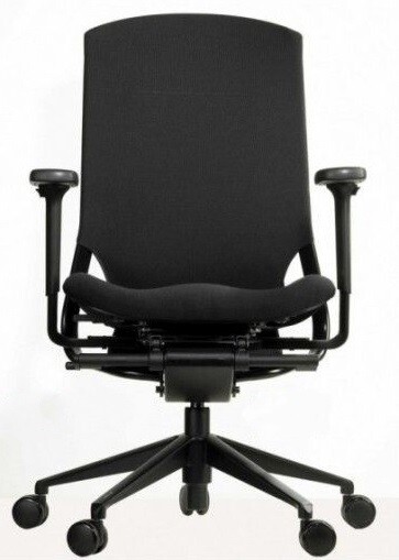 Silla Ergotango de Biplax. Respaldo alto malla negra y asiento tapizado Goya.
