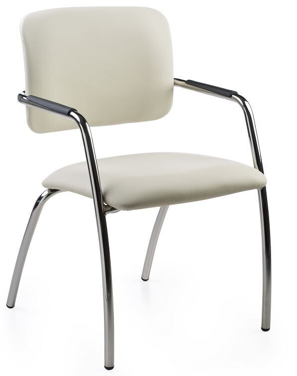 Silla Confident 4 patas cromadas con Tapizado Piel natural.
