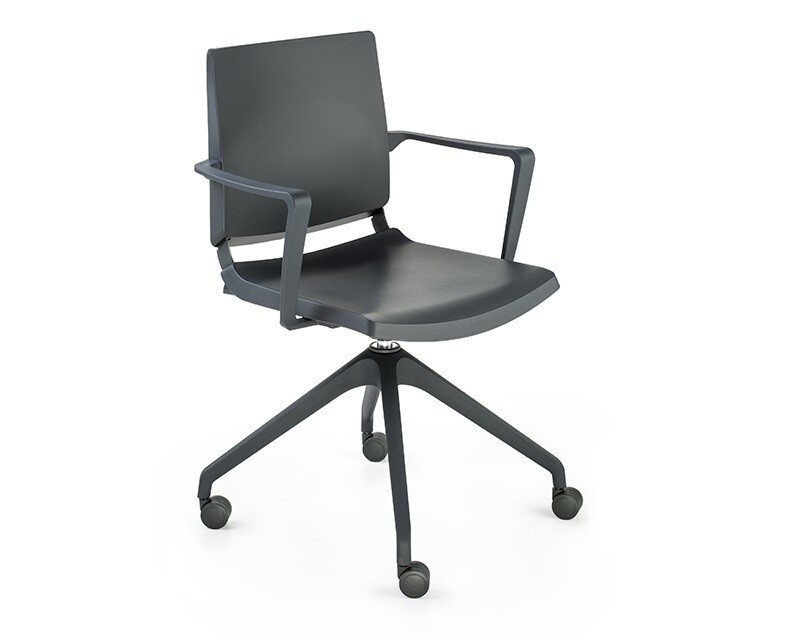 Silla Atenea Giratoria 4 Radios de Polipropileno con Brazos y Ruedas.