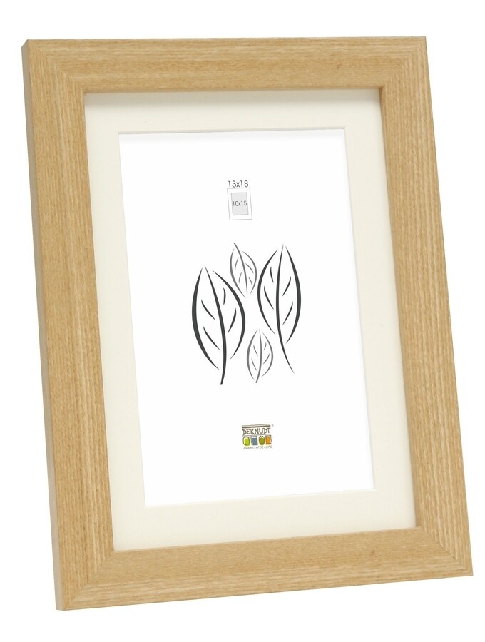 Fotokader 13x18 eikkleur. passe-partout gebroken wit