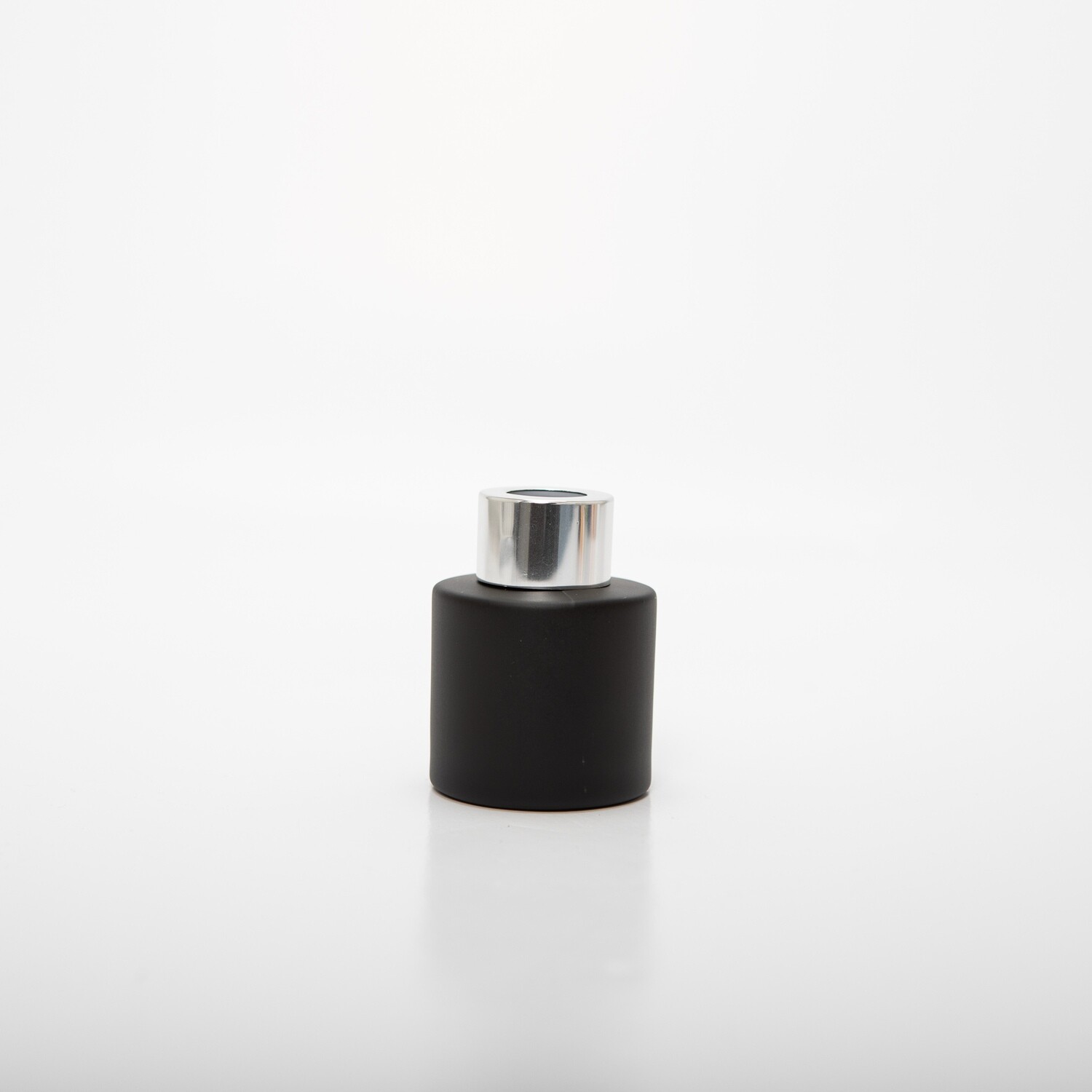 Parfumflesje cylinder zwart met zilveren schroefdop - 50 ml