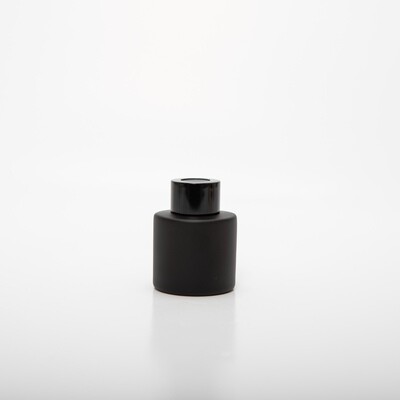 Parfumflesje cylinder zwart met zwarte schroefdop - 50 ml