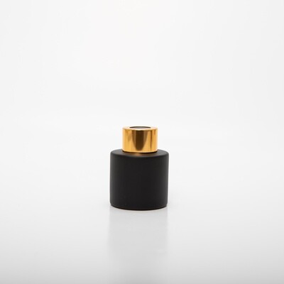 Parfumflesje cylinder zwart met gouden schroefdop - 50 ml