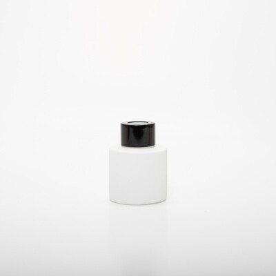 Parfumflesje cylinder wit met zwarte schroefdop - 50 ml