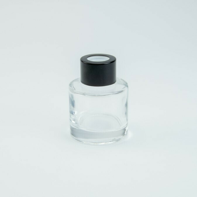 Parfumflesje cylinder met zwarte schroefdop - 50 ml