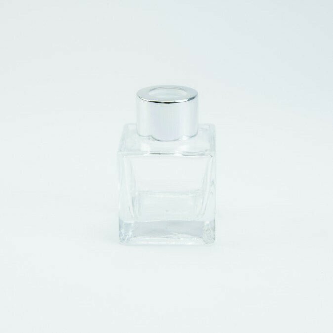 Parfumflesje vierkant met zilveren schroefdop - 50 ml