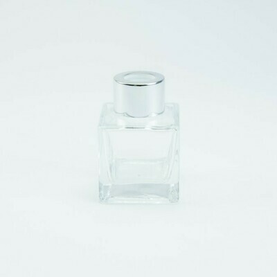 Parfumflesje vierkant met zilveren schroefdop - 50 ml