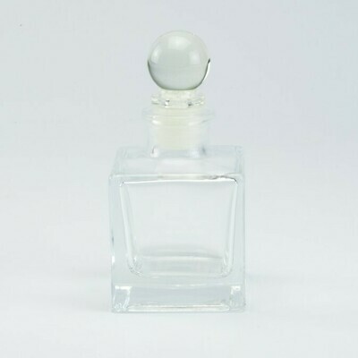 parfumflesje vierkant glas met glasstop - 80 ml