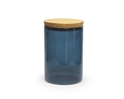 Glazen SILVER BLUE mini potje met deksel kurk | H8 ø 5cm