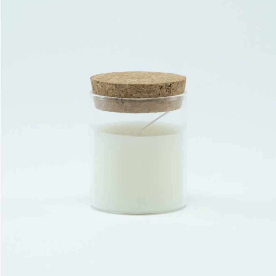 Cylinder potje met kaars en kurkstop groot