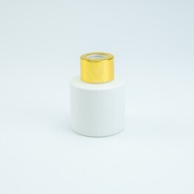 Parfumflesje cylinder wit met gouden schroefdop - 50 ml