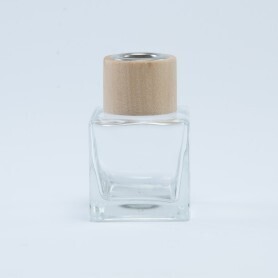 Parfumflesje vierkant transparant houten dop - 50ml