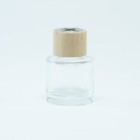 Parfumflesje cylinder transparant houten dop - 50ml