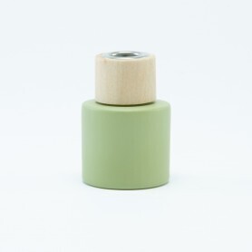 Parfumflesje cylinder zijdegroen houten dop - 50ml