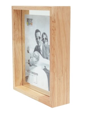 Glaskader in naturel hout met zwevend foto effect 15x20