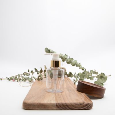 Zeepdispenser cylinder transparant/goud - 100 ml