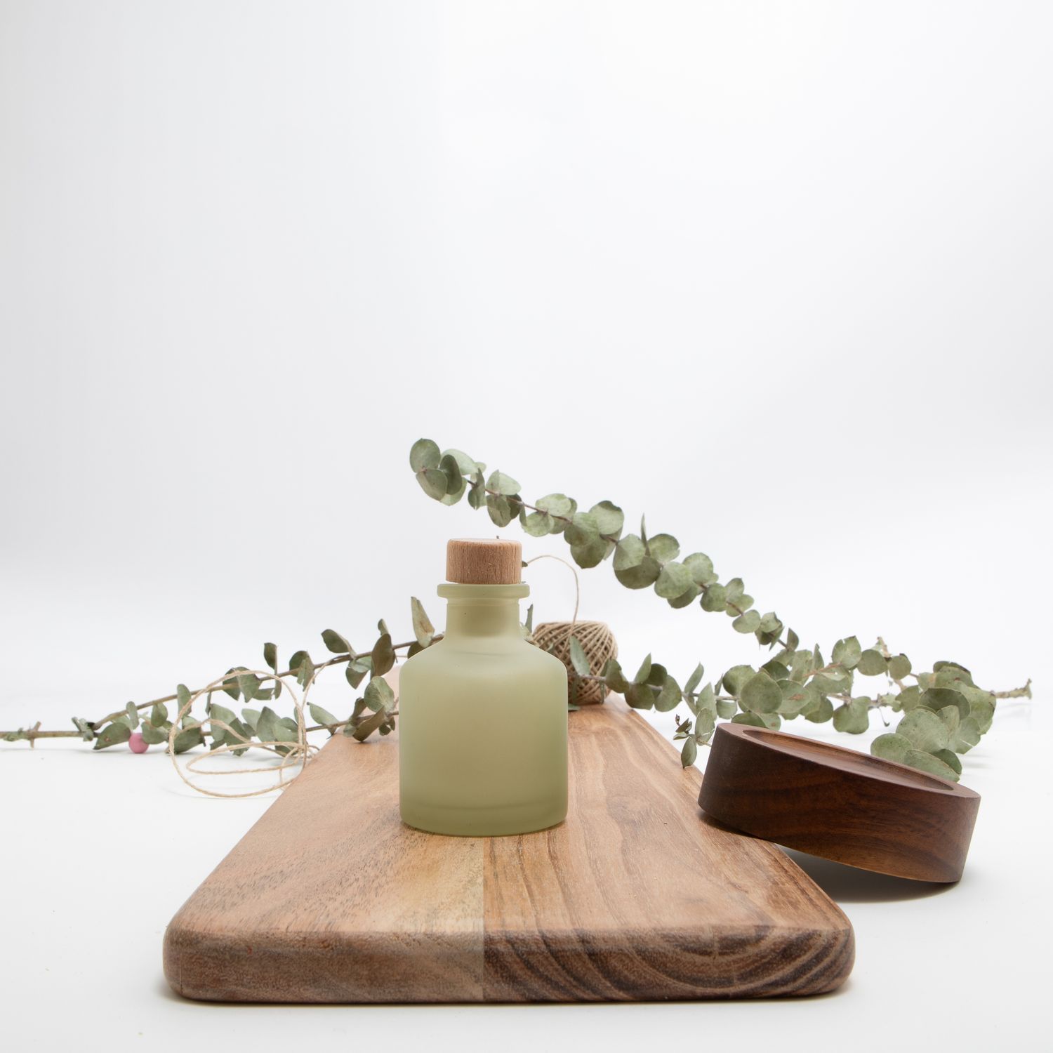 Geurflesje 50ml Met Houten Schroefdop - Frosted Zijdegroen