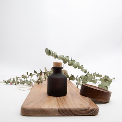 Geurflesje 50ml Met Houten Schroefdop - Frosted Zwart