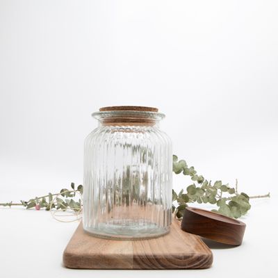 Geribbelde pot met kurk- 100 ml