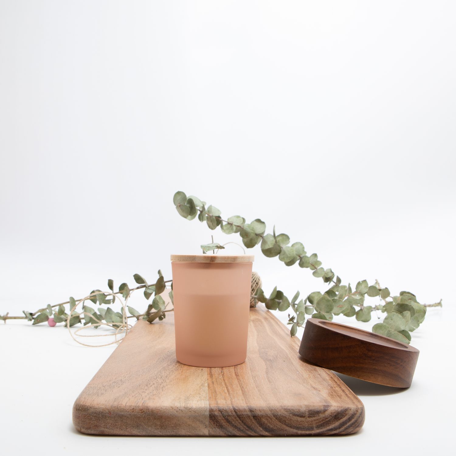 Geurkaarsje Met Houten Deksel Groot - Frosted Blush