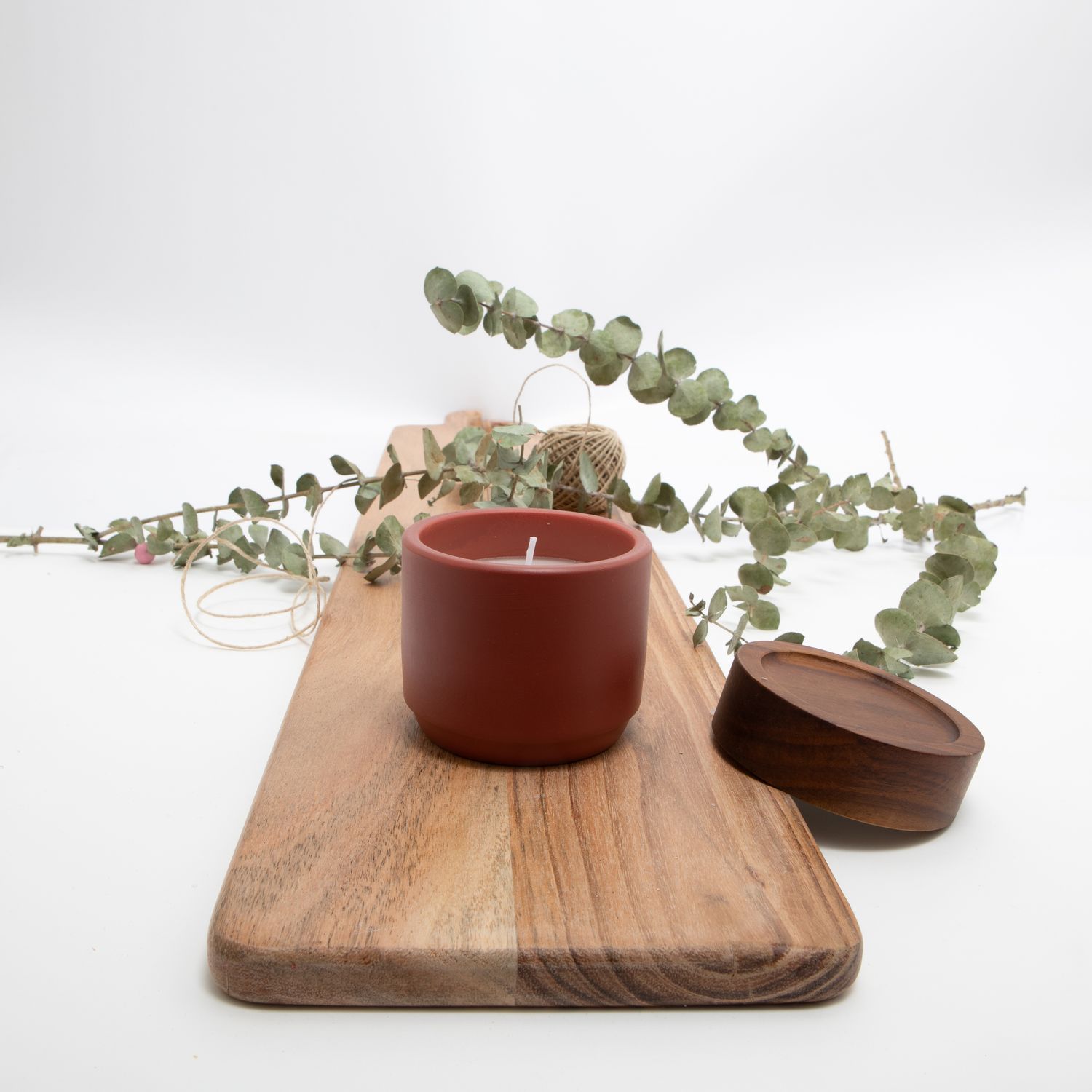 Bloempotje met kaars - terracotta