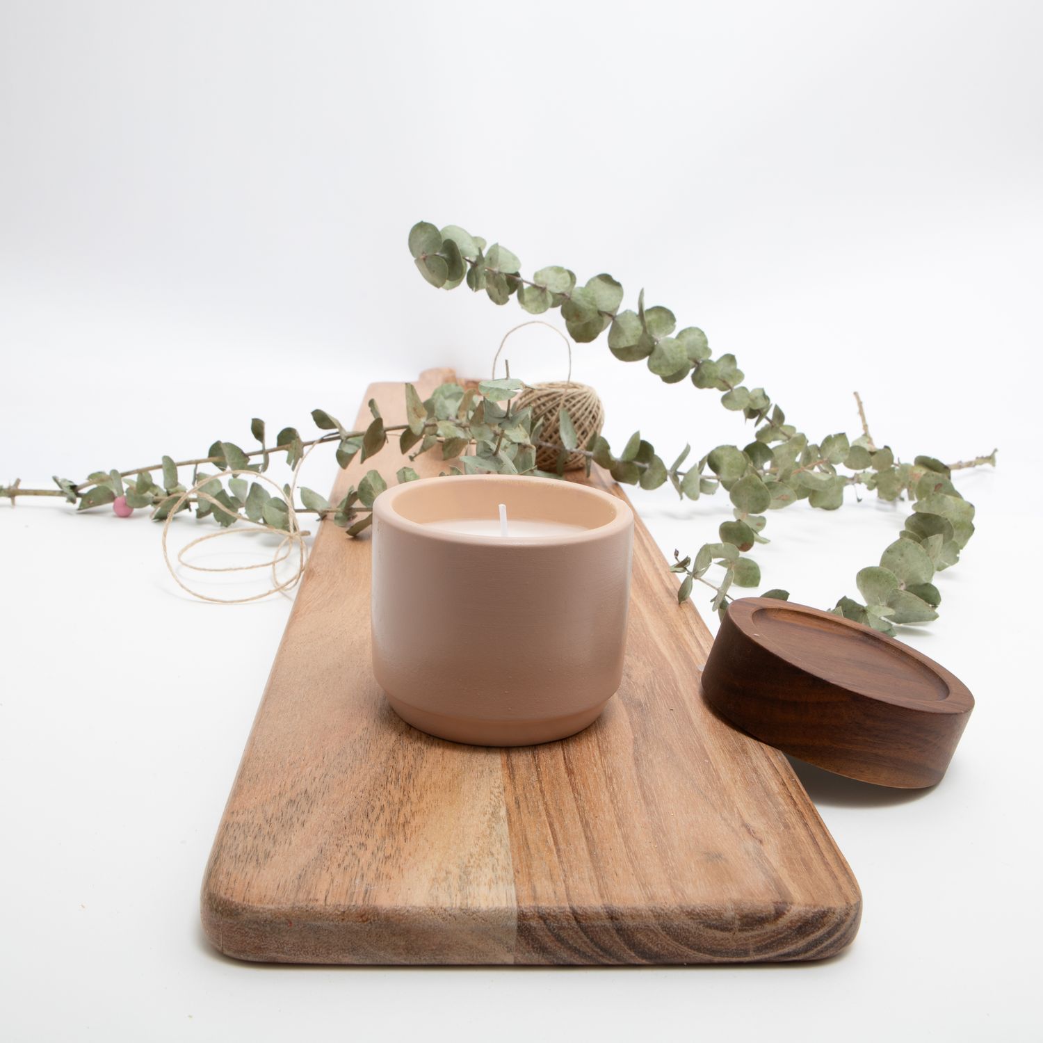 Bloempotje met kaars - blush