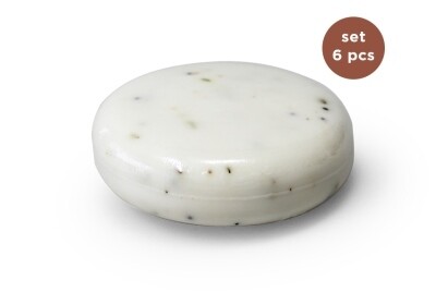 Zeep rond set/6 WIT scrub | 50 gr | Cotton Parfum