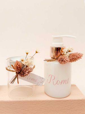 Zeepdispenser cylinder transparan - rozé of gouden dop - 100 ml