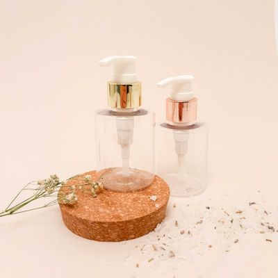 Zeepdispenser cylinder transparan - rozé of gouden dop - 100 ml