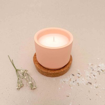 Bloempotje met kaars - blush