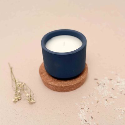 Bloempotje met kaars - marine
