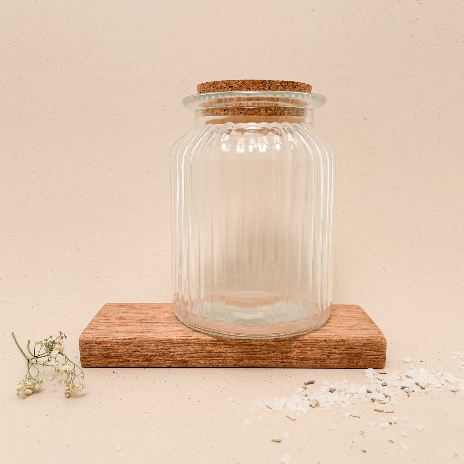 Geribbelde pot met kurk I 1000 ml