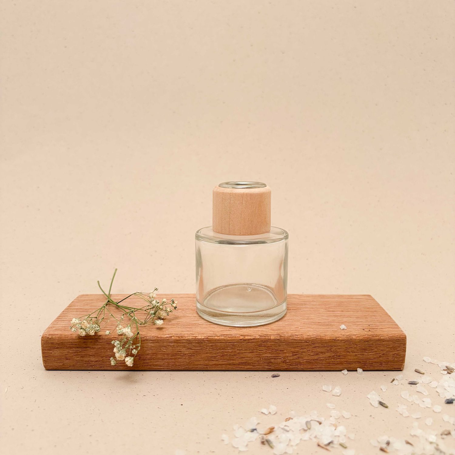 Geurflesje met houten top 50 ml I transparant I per 6 stuks