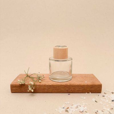 Geurflesje met houten top 50 ml I transparant I per 6 stuks