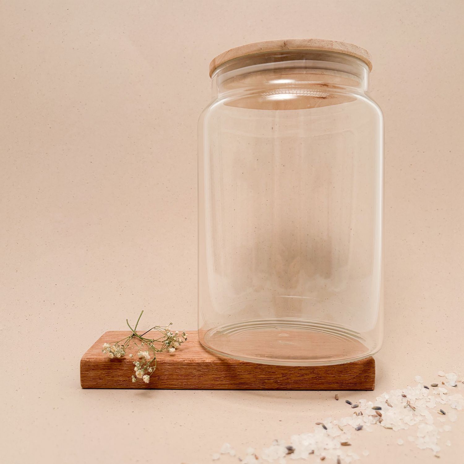 Grote glazen pot met houten deksel I 1200 ml