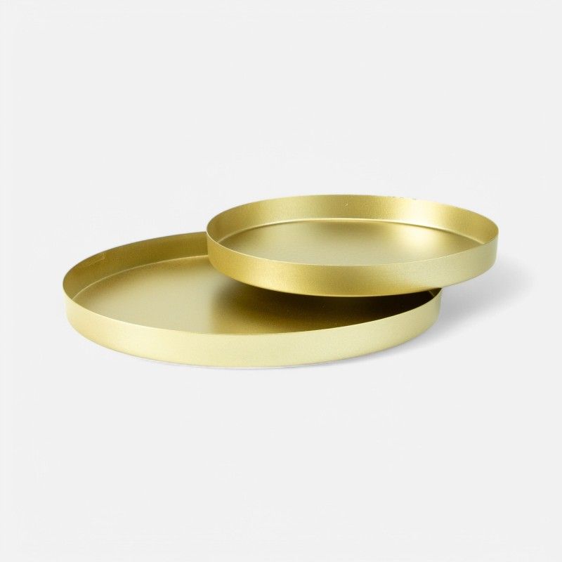 Set van 2 metalen dienbladen I goud