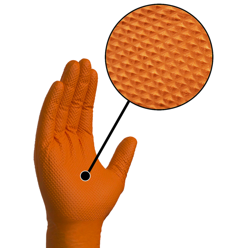 PROTECT HD Orange Super Strong Heavy Duty Grip Gloves Mechanics Builders 10pk