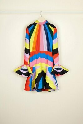 PATOU Psychedelisches 3D-Minikleid mit hohem Kragen PATOU Psychedelisches 3D-Minikleid mit hohem Kragen