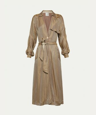 forte_forte Jacquard-Trenchcoat im Hahnentrittmuster forte_forte Jacquard-Trenchcoat im Hahnentrittmuster