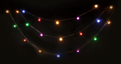 LED LIGHT STRING 10M WITH 20 COLOR BULBS / POWER IN-OUT