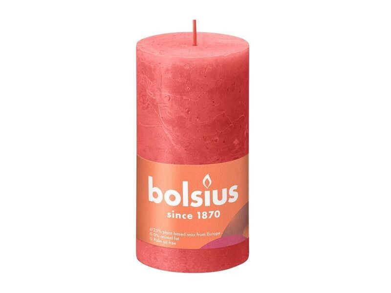 Bolsius stompkaars rustiek blossom pink 13x6.8cm 1 stuk