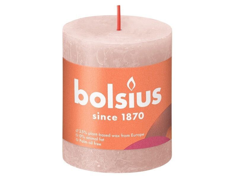 Bolsius stompkaars rustiek misty pink 8x6.8cm 1 stuk