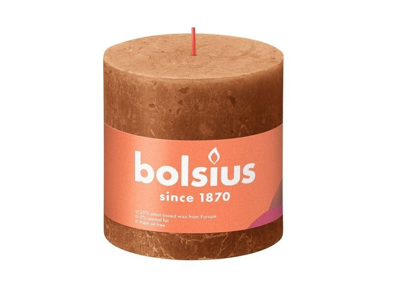 Bolsius stompkaars rustiek spice brown H10cm Ø10cm 1 stuk